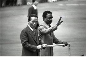1975년 방한한 오마르 봉고 전 가봉 대통령과 박정희